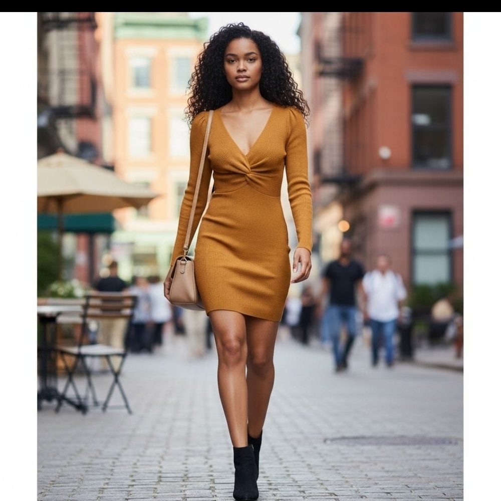​💛 Sexy Mustard Twist Front Sweater Dress. A Must Have!! Date Night